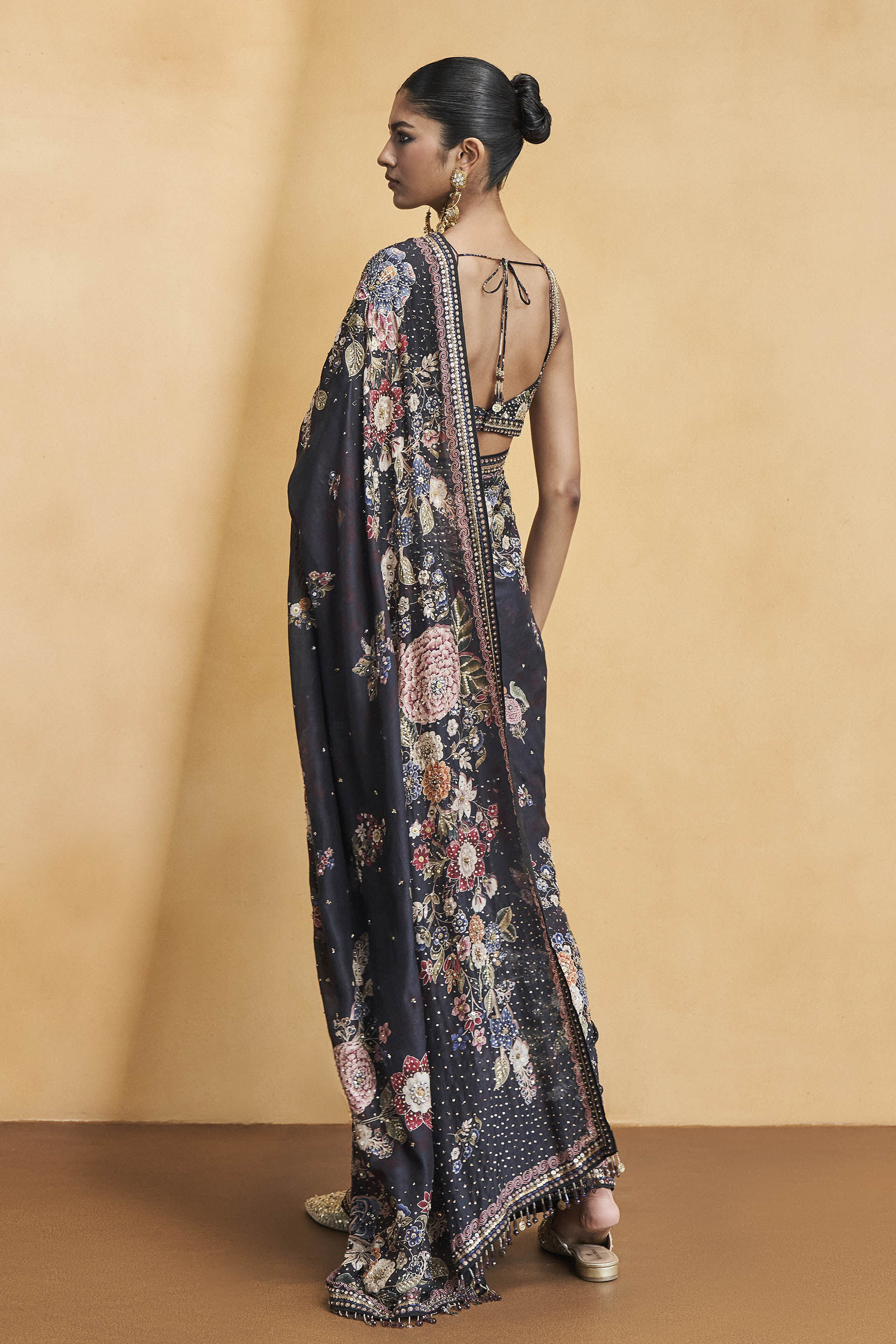 Whisper Of The Wildforest Saree Set - Black, Black, image 3